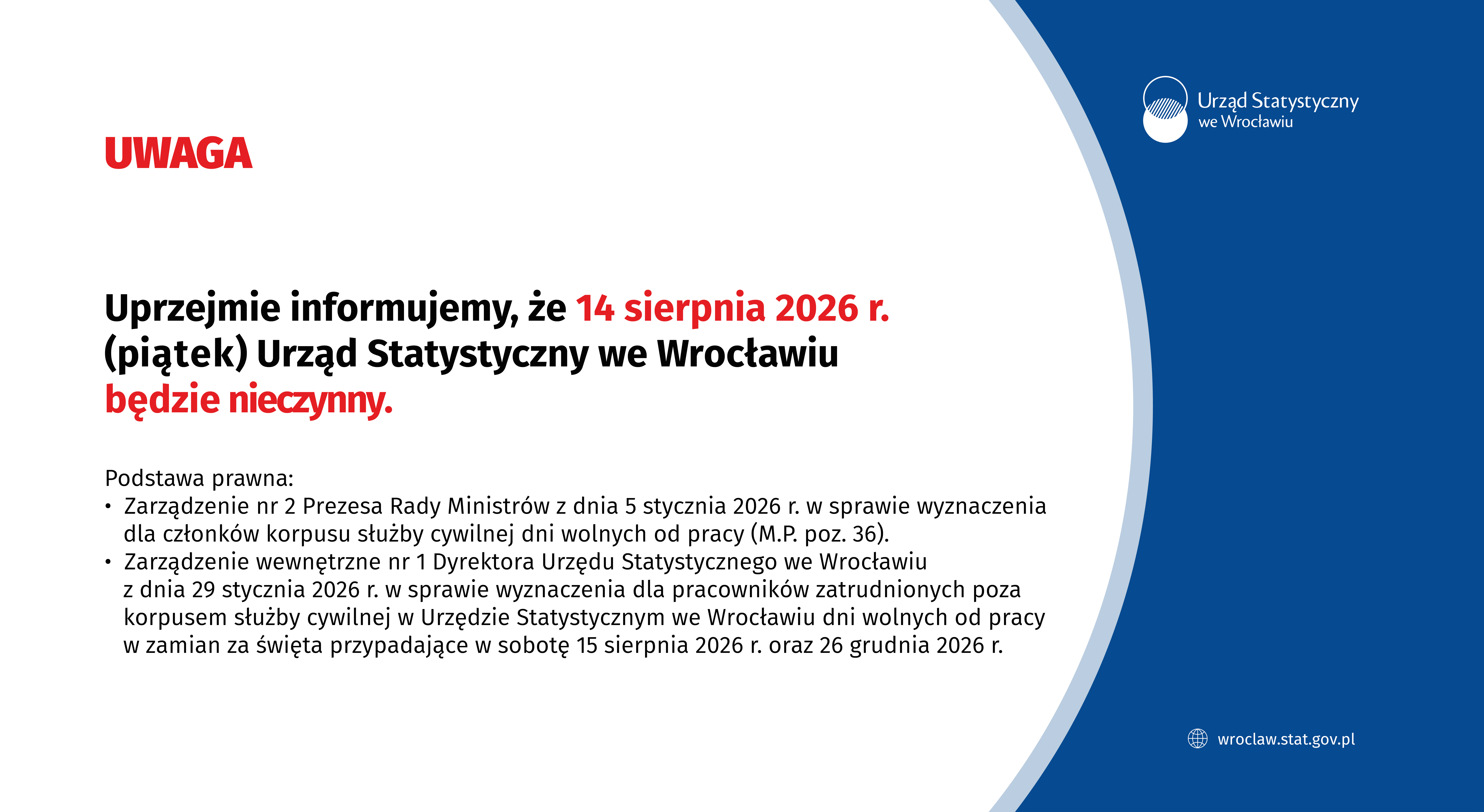 Slider- 14 sierpnia urząd we Wrocławiu będzie nieczynny